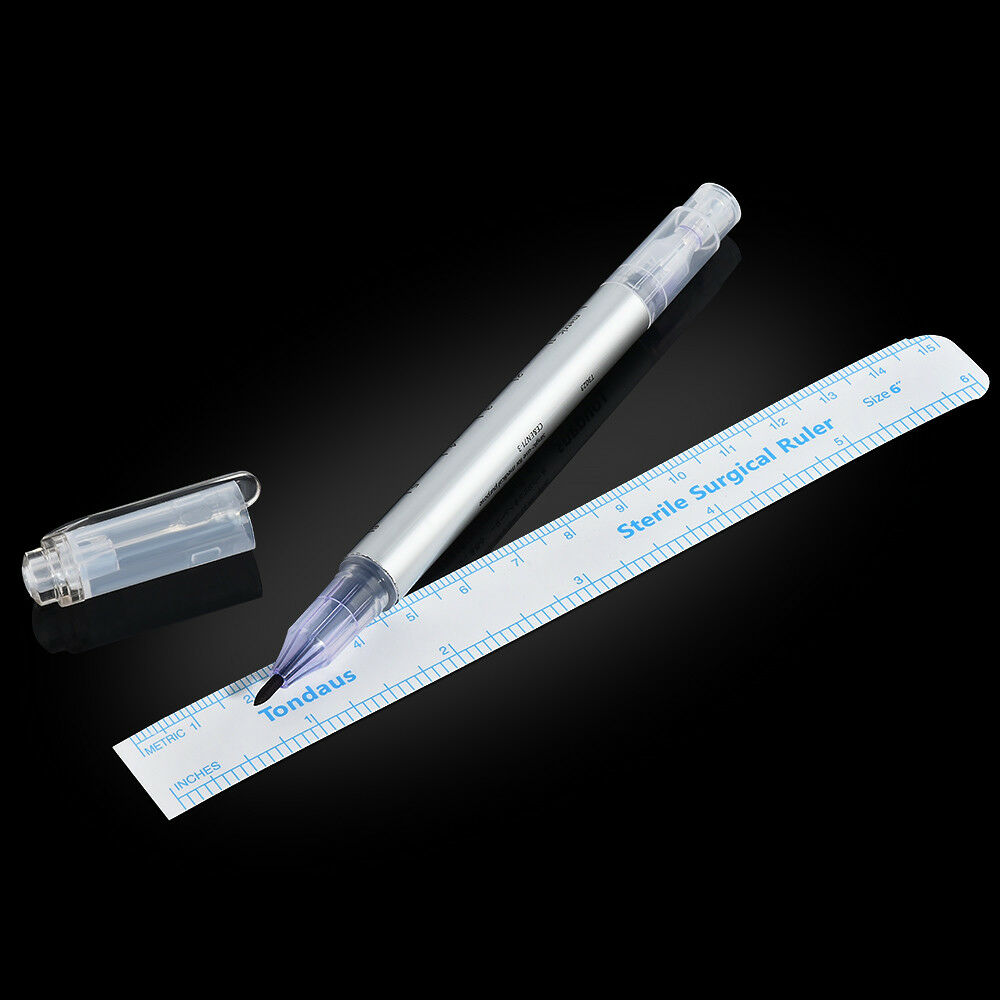 Surgical Skin Marker Pen Ruler Tool Tattoo Piercing Permanent Eyebrow Measure /