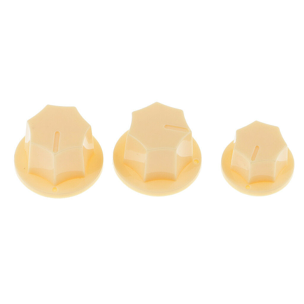 3pcs Plastic Guitar Bass Volume&Tone Knob Button for Jazz Bass Parts Beige