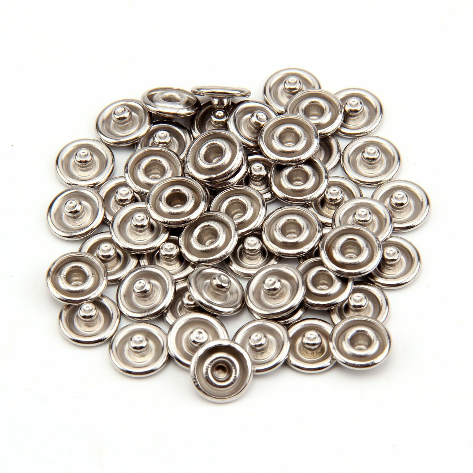 Metal Prong Ring Fasteners Press Studs Poppers 9.5mm 10set White