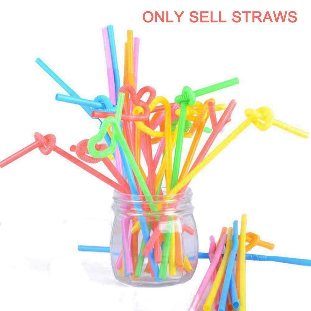 100Pcs Disposable Straws Flexible Plastic Drinking Straws NICE Fluorescent