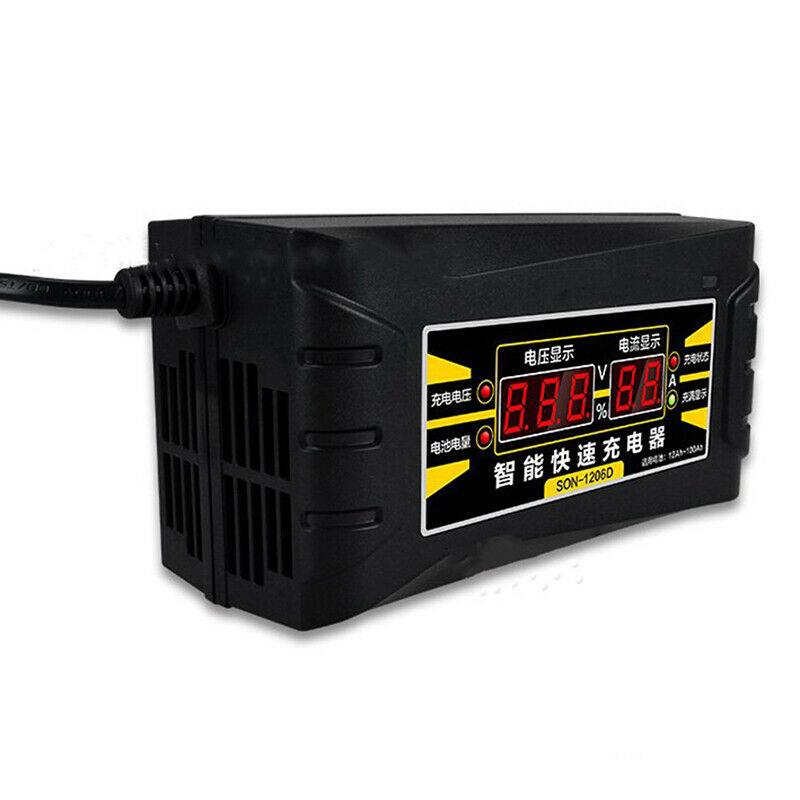 12V 6A Car Motorcycle Smart Fast Lead-acid Battery Charger LCD Display US PlBDA
