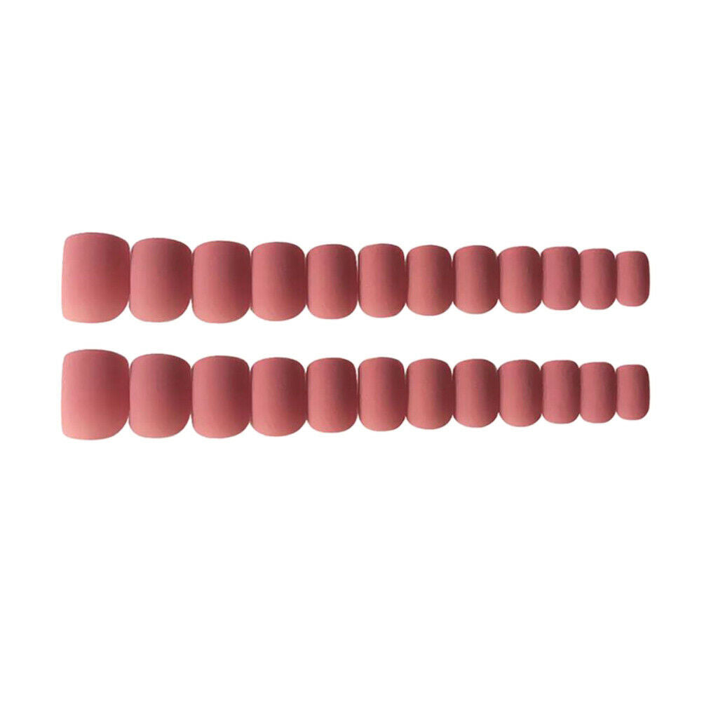 48 Packs UV Gel Artificial Nails Women Square Tips for Wedding Pink+Coffee