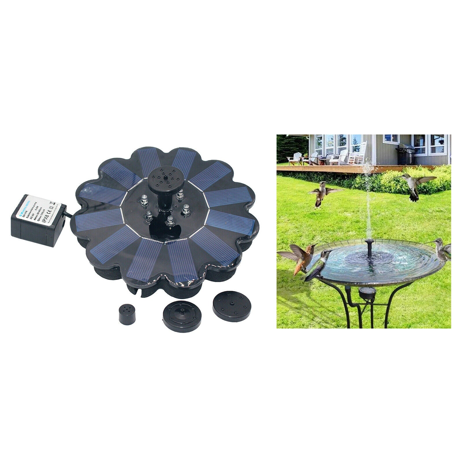 Solar Power Fountain Pump Built-in Battery for Garden Pool Outdoor Terraces