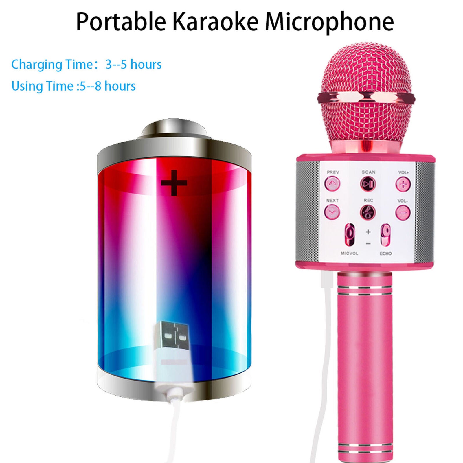 Wireless Bluetooth Karaoke Microphone Portable Handheld Singing Speaker Machine