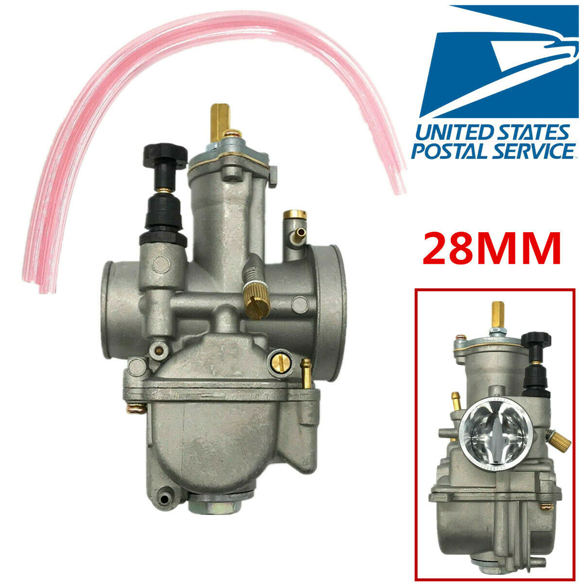 1 Pc 28mm Aluminum Flat Slide Carburetor for 2 Stroke ATV Quad Pit Dirt Bike