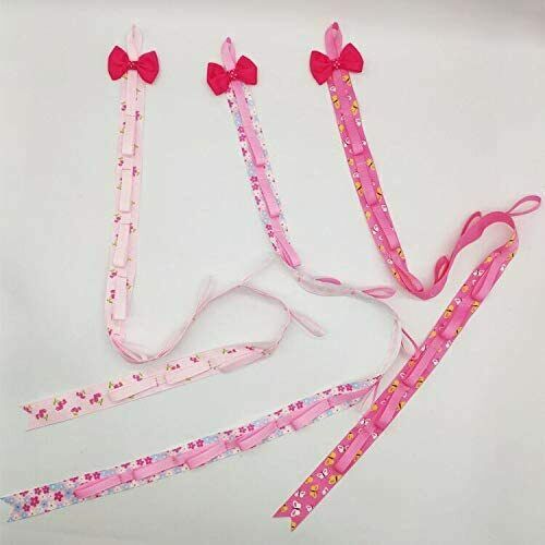 32" Lace Flowers Long Ribbon Headband Hair Clip Hair Bow Holder Storage 3PCS