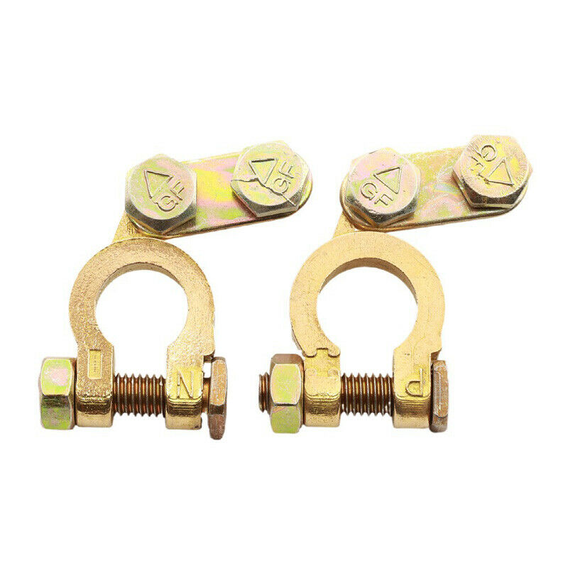 2PCS Brass Battery Terminal Connector Clamps Set for Marine Car Boat RV Vehicles