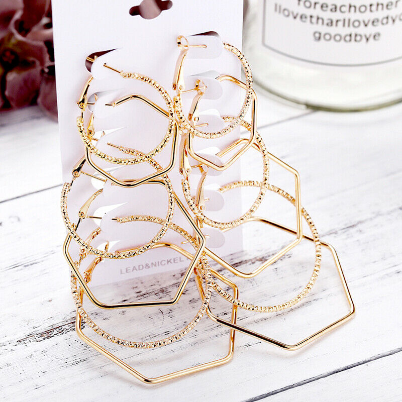 6Pairs Fashion Geometric Big Round Earrings Set Drop Dangle Earrings Jewel.l8