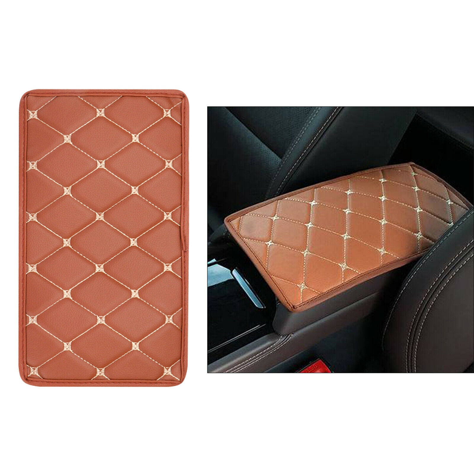 Car Armrest Centre Pad Cover Auto Arm Rest Cushion Pad Protector Brown