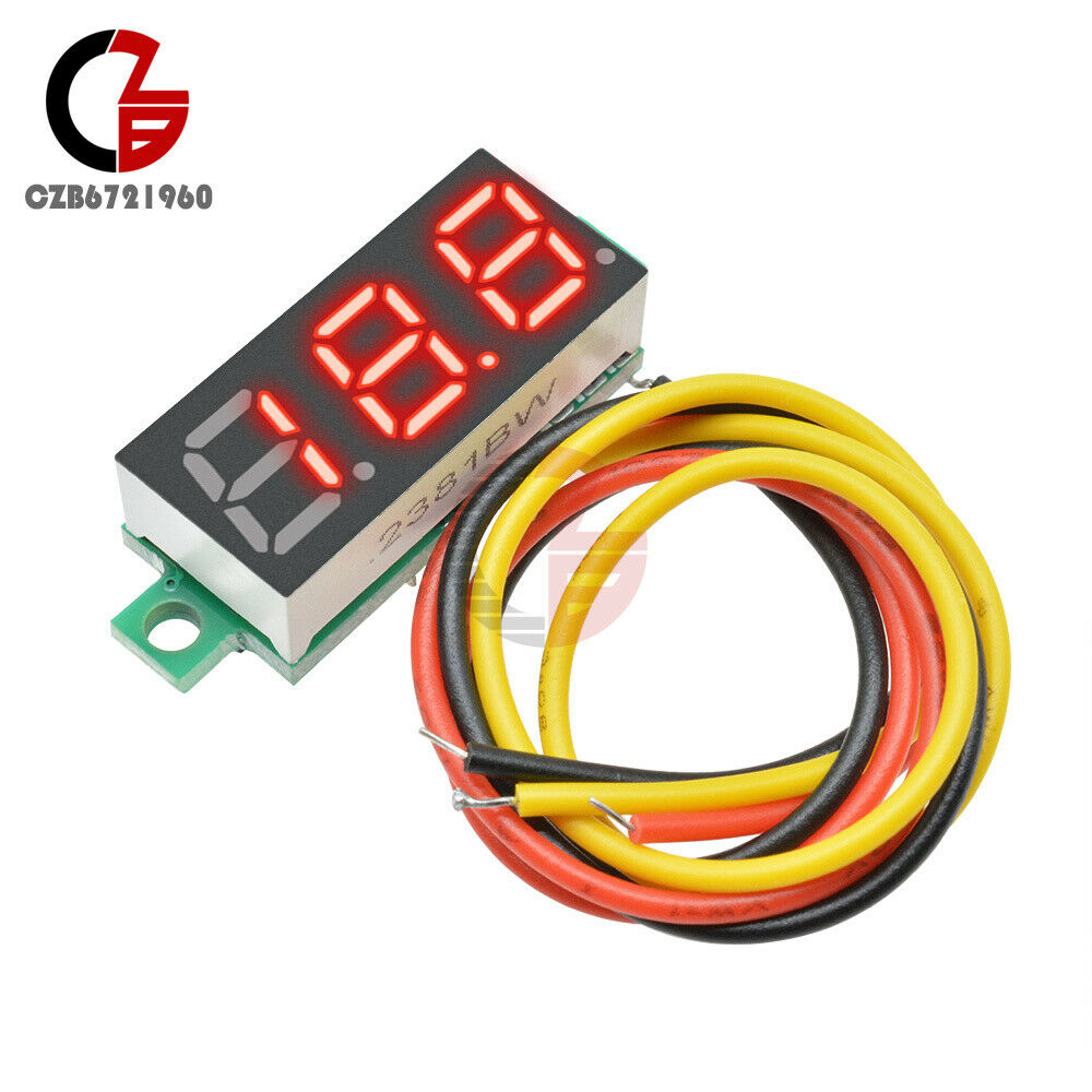 5Pcs 0.28" DC 0-100V Digital Tube Voltmeter 3Bit Red LED Panel 3 Wire Volt Meter