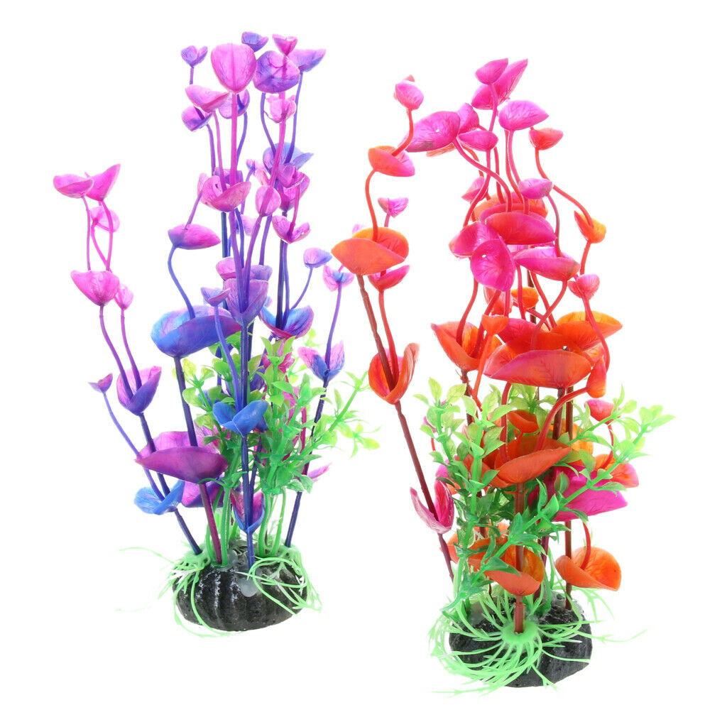 Pack of 2, Aquarium Plastic Plant Fish Tank Decor Aquatic Water Grass Underwater