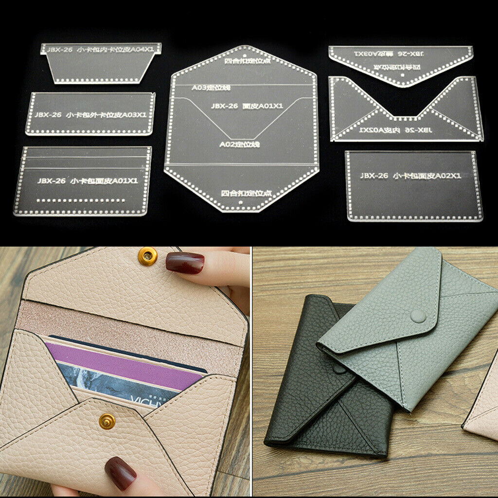 7Pcs DIY Acrylic Template Leather Stencils Art Crafts for Card Bag Making