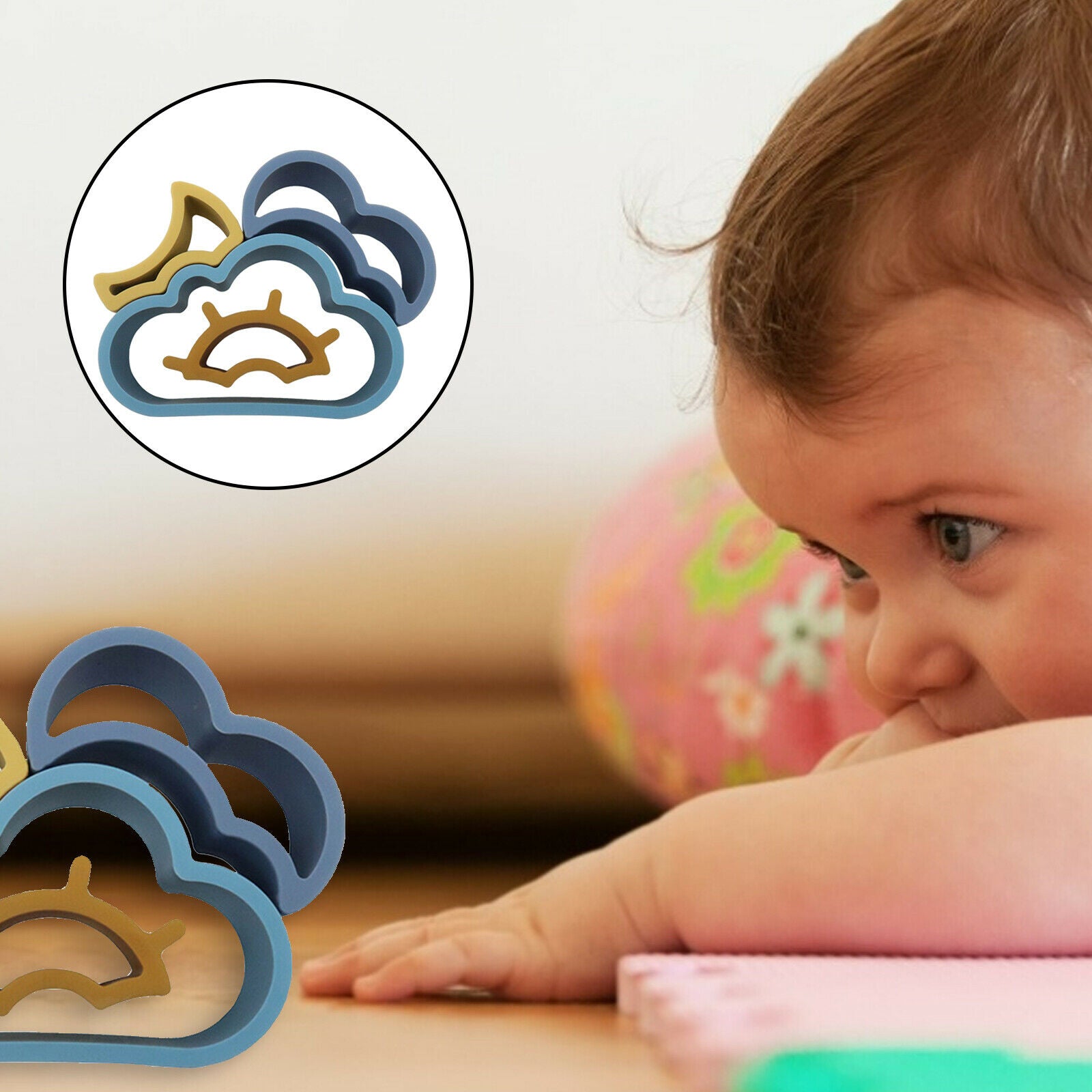 4PCS Stacking Block Stacker Weather Shape Match Baby Montessori DIY Toys