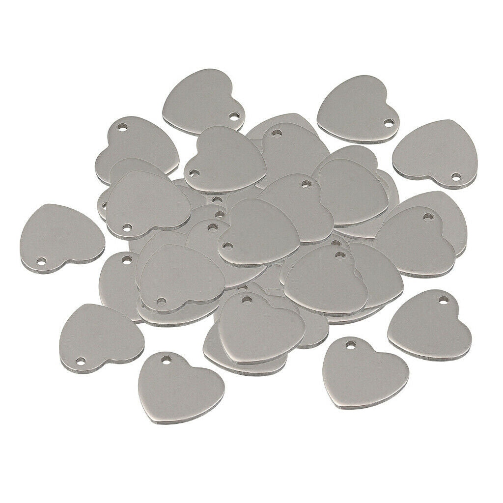 70x   Metal   Flat   Heart   Round   Blank   Stamping   Charms   Tag   Pendant