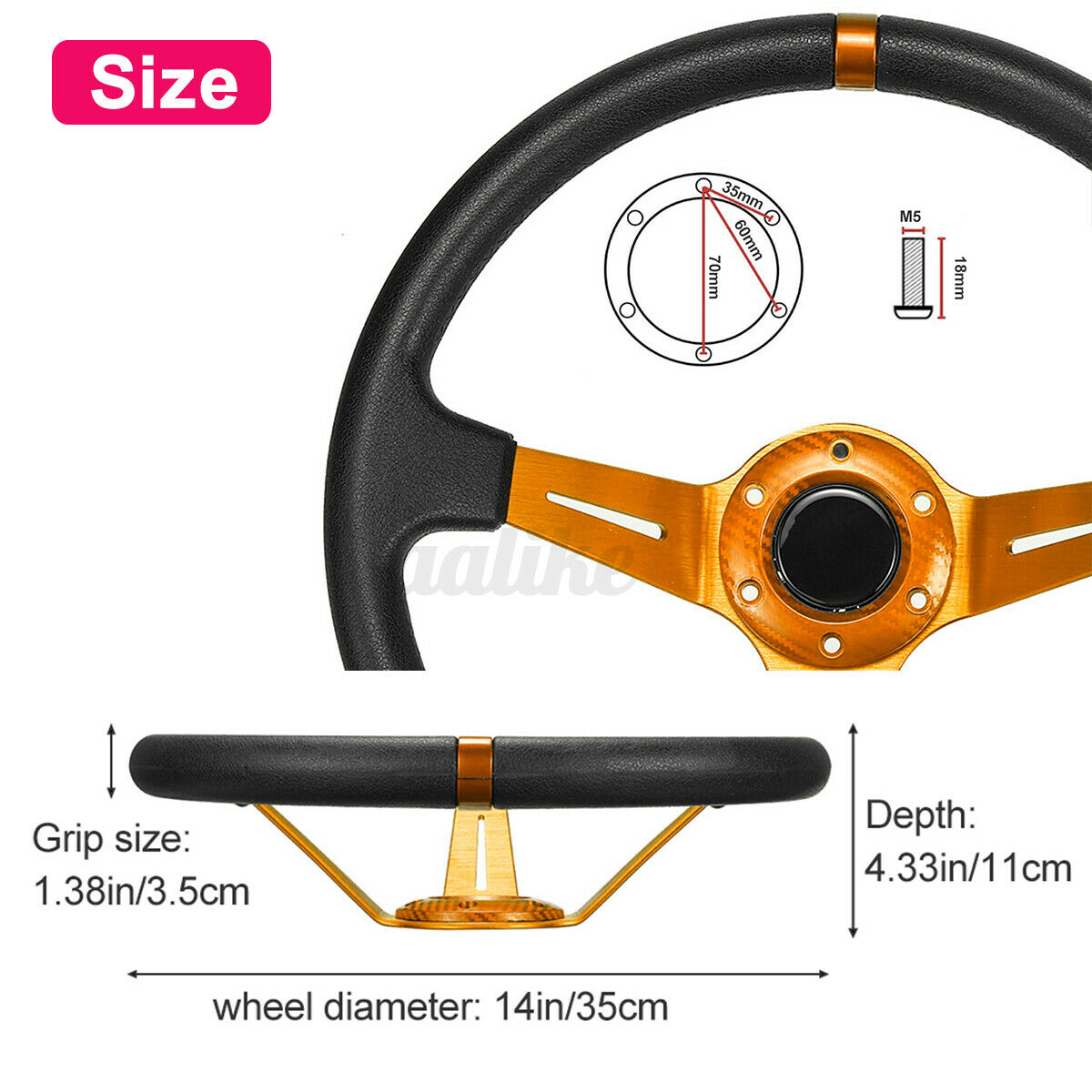 14 inch 350mm  Drifting Racing Car Steering Wheel, Aluminum Alloy Sports