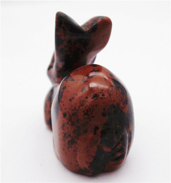 54x45x20mm Natural Mahogany Obsidian Carved Rabbit Decoration Statue HH7647