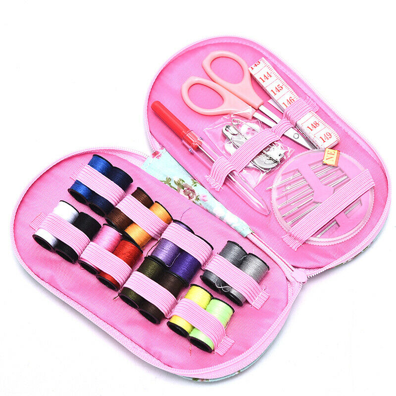 Portable Travel Sewing Kits Box Multicolor Needle Thread Pin Scissors Sew.l8