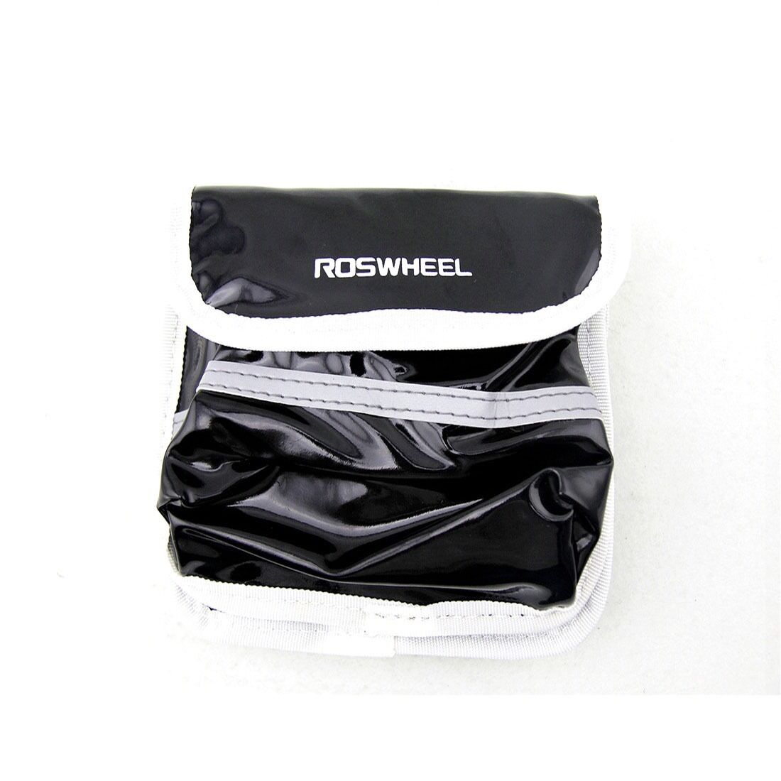 Black ROSWHEEL Bicycle Reflective Frame Double Saddle Bag Pouch Front Tube Bags