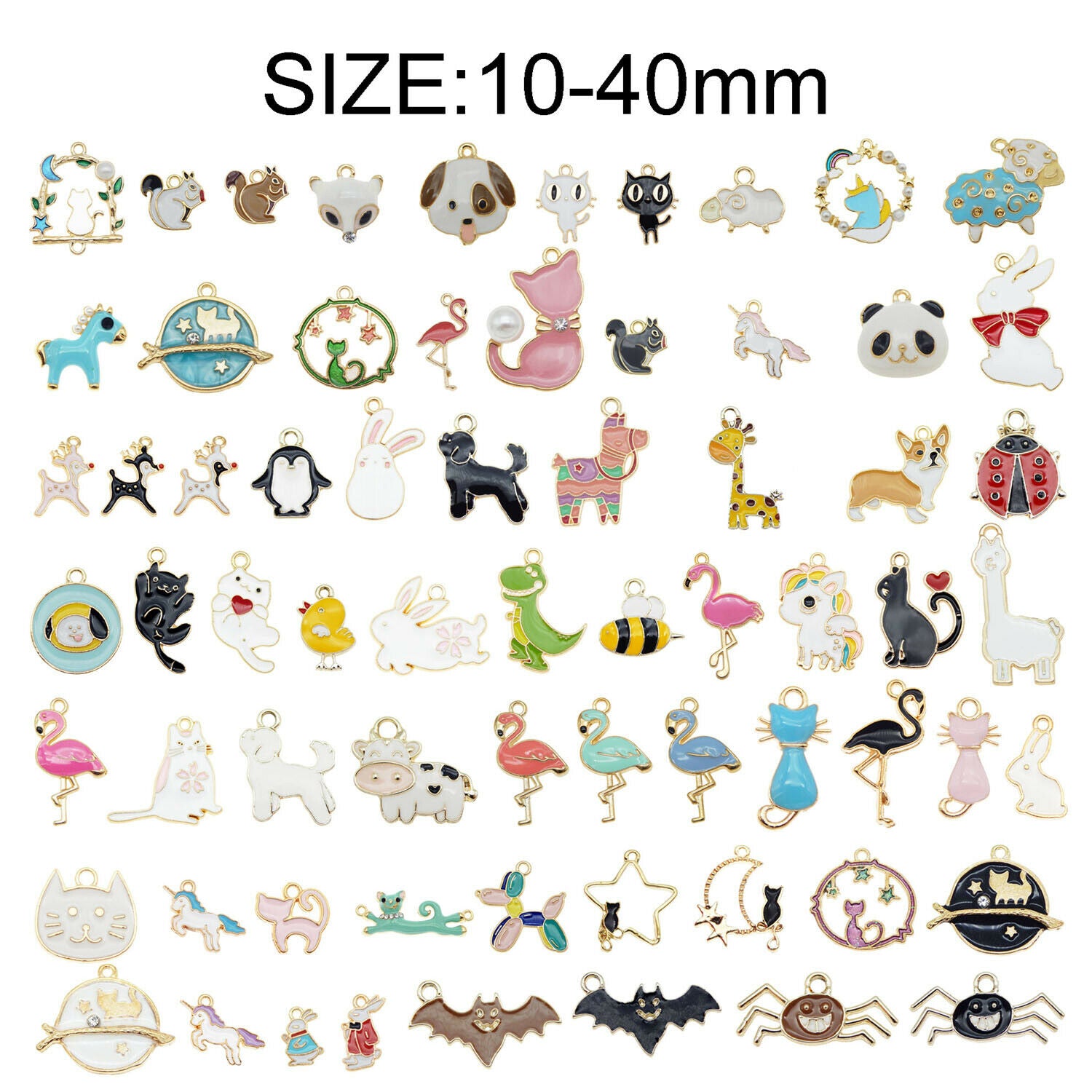 20pcs Assorted Mixed Enamel Alloy Animal Series Pendant Charms DIY Accessories