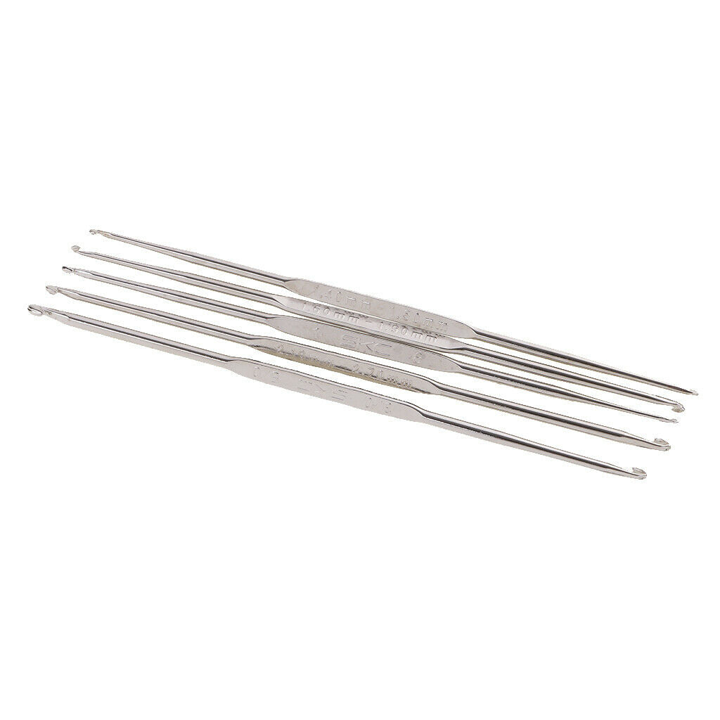 5Pc Size 1.0-3.0mm Double Head Knitting Needles Crochet Hooks Set Lace Hooks