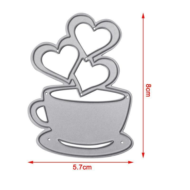Heart Coffee Cutting Dies Stencils Scrapbook Album Paper Cards Embossing Craft