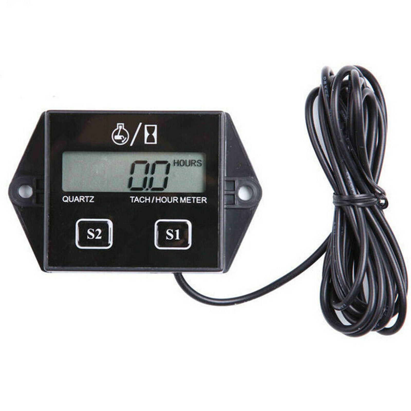 Black Digital Tach Hour Meter Tachometer Gauge For Dirt bike ATV New