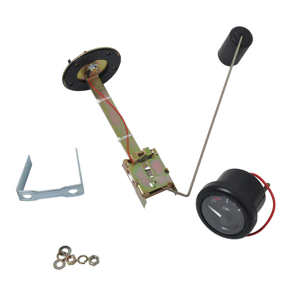 12V 52mm Boat Marine LED Backlight E-1/2-F Fuel Level Gauge + 350mm Sensor