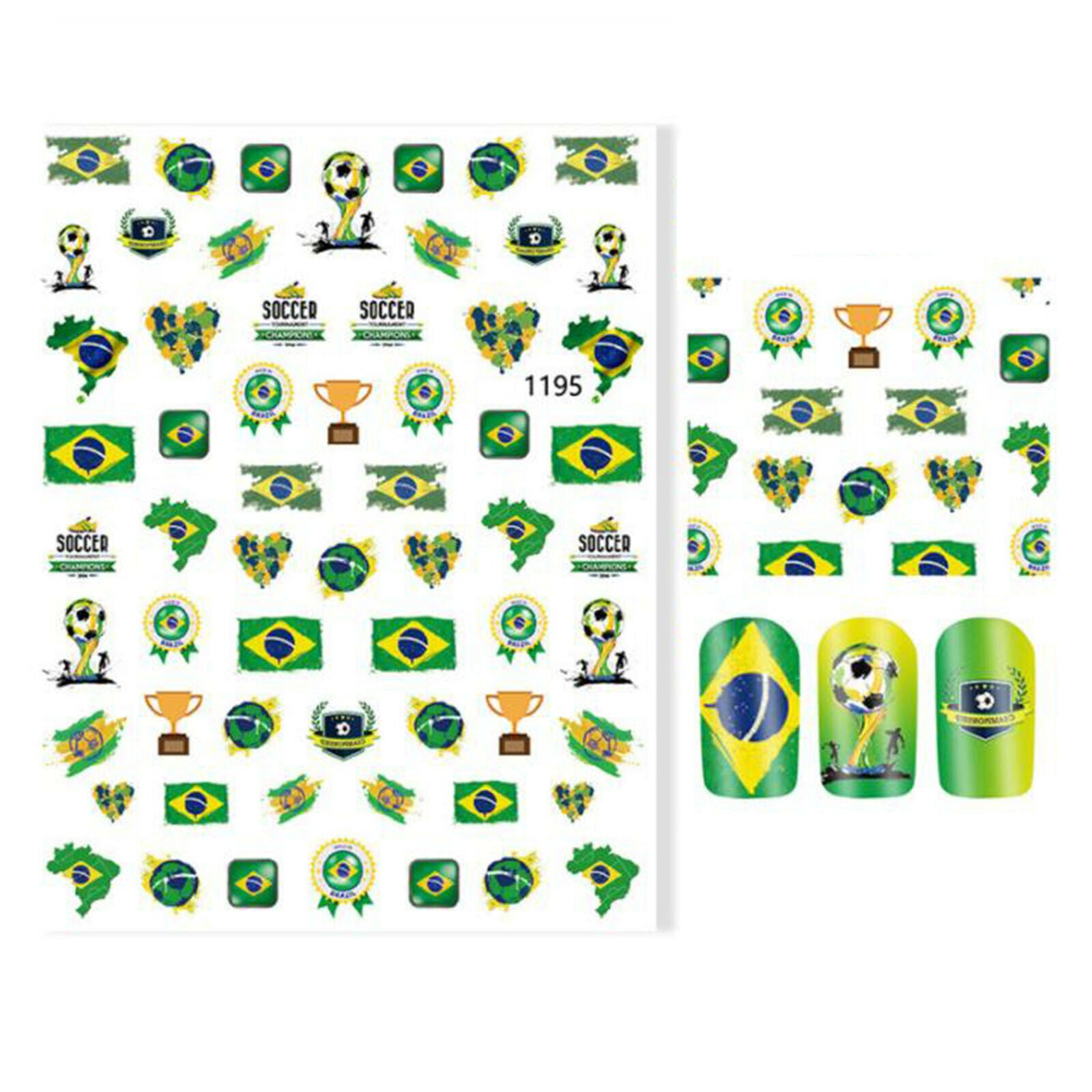 Football Elements Designs Pattern Nail Art Stickers Nails Decals Sheet Decor