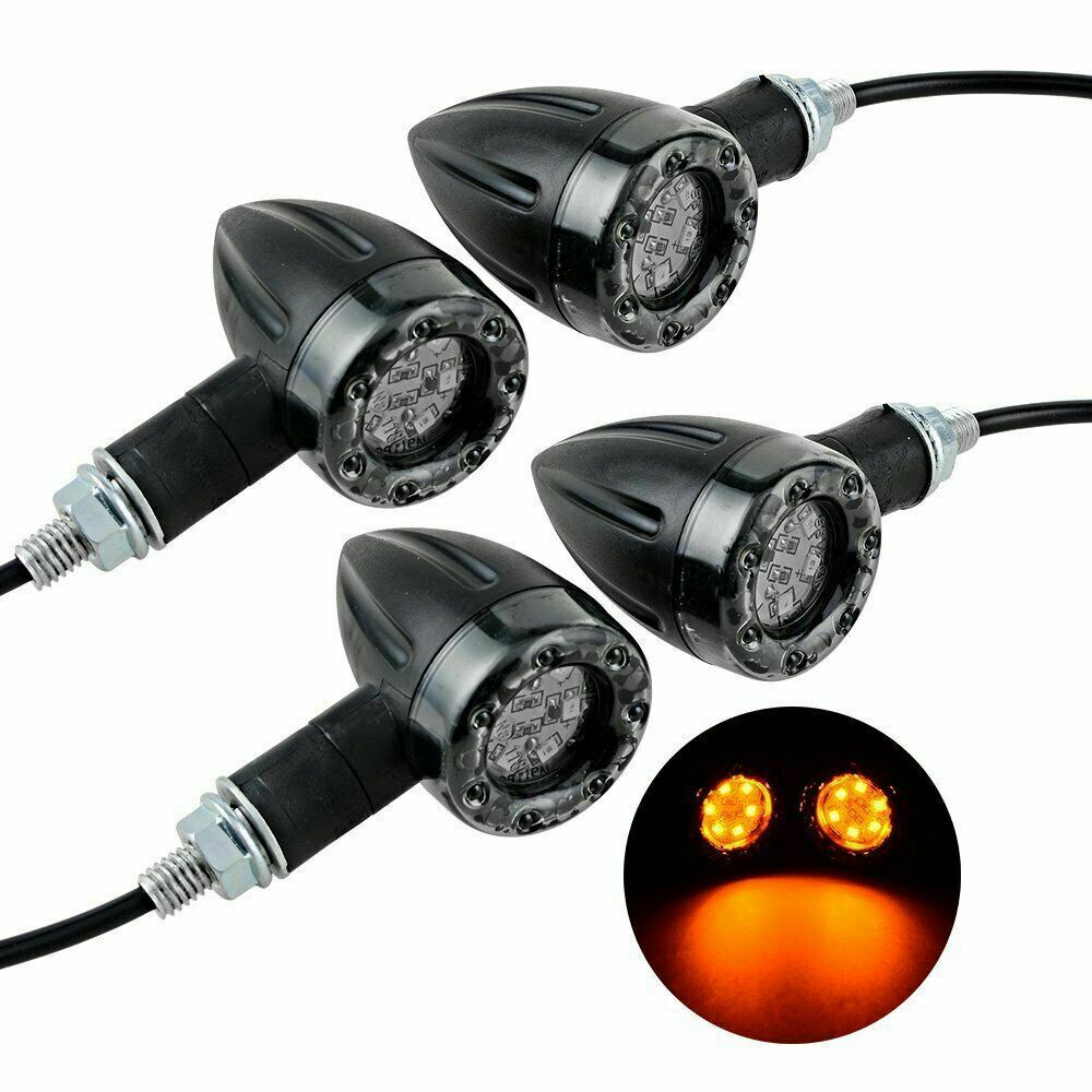 4PCS LED 8mm Motorcycle Turn Signal Indicator Light Amber Blinker Universal Fit