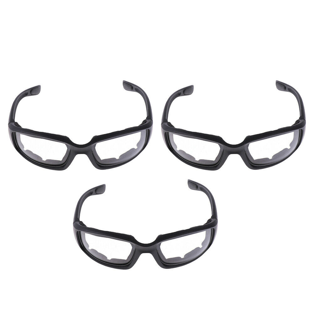Motorcycle 3x Motorbike Riding Glasses Wind Resistant Padded Comfortable