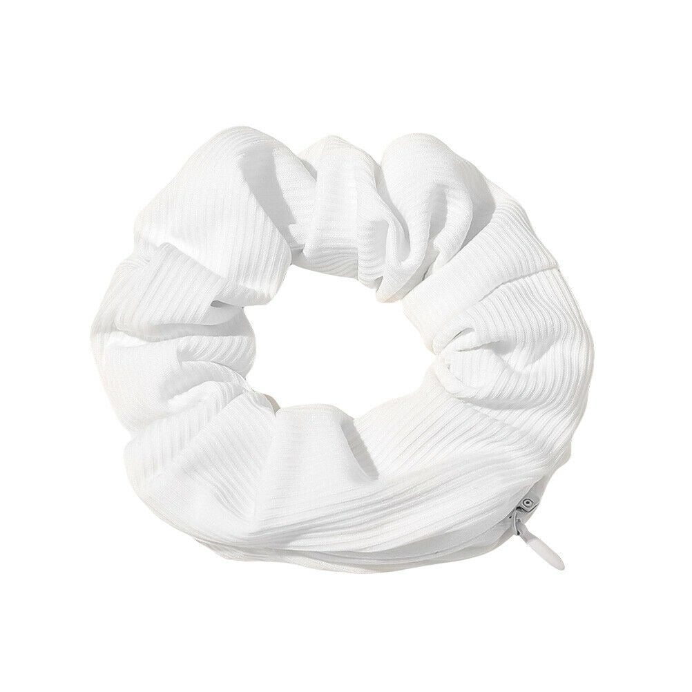 For Women Girls Hair Band with Zipper Pocket Knitting Stripes Elastic Hairbands