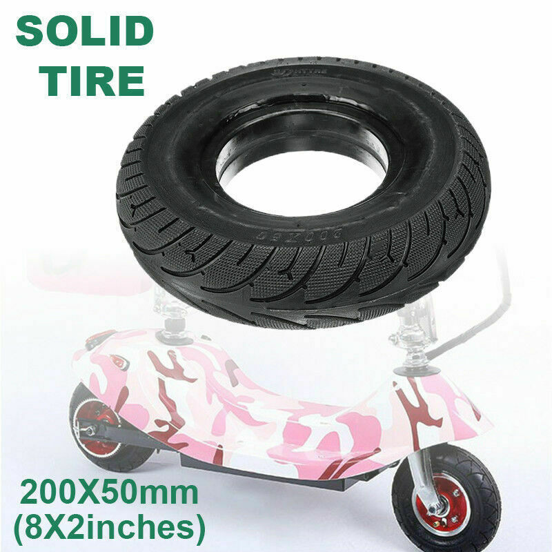 200x50mm / 8"x2" Scooter Tubeless Solid Tyre No Flats Tire E100 E150 E175 E200