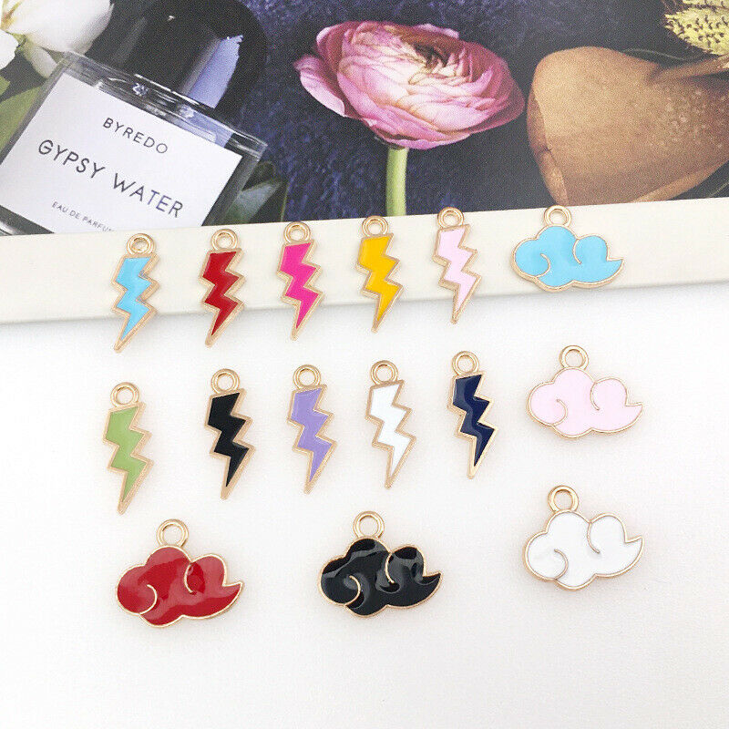 90Pcs Enamel Lightning Cloud Charms Pendant DIY Earring Bracelet Necklace Making