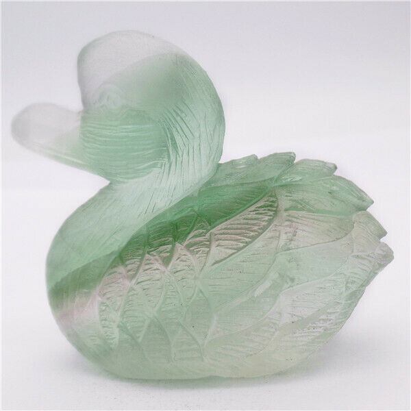 61x60x28mm Natural Green Fluorite Carved Duck Decoration Statue Decor HH7918