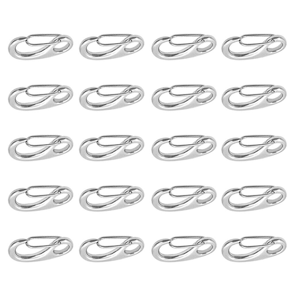 Marine 20pc Stainless Steel Egg Shape Spring Snap Hook Clip Link Quick Carabiner