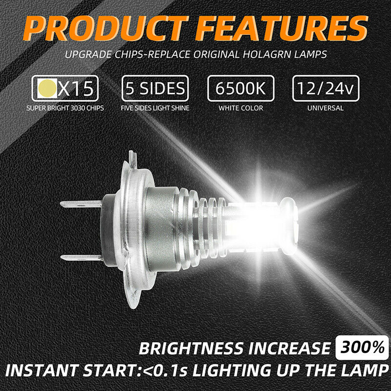 2x H7 LED Headlight Bulbs 28W 6500K Fog Lights Super Bright IP68 Conversion BDA