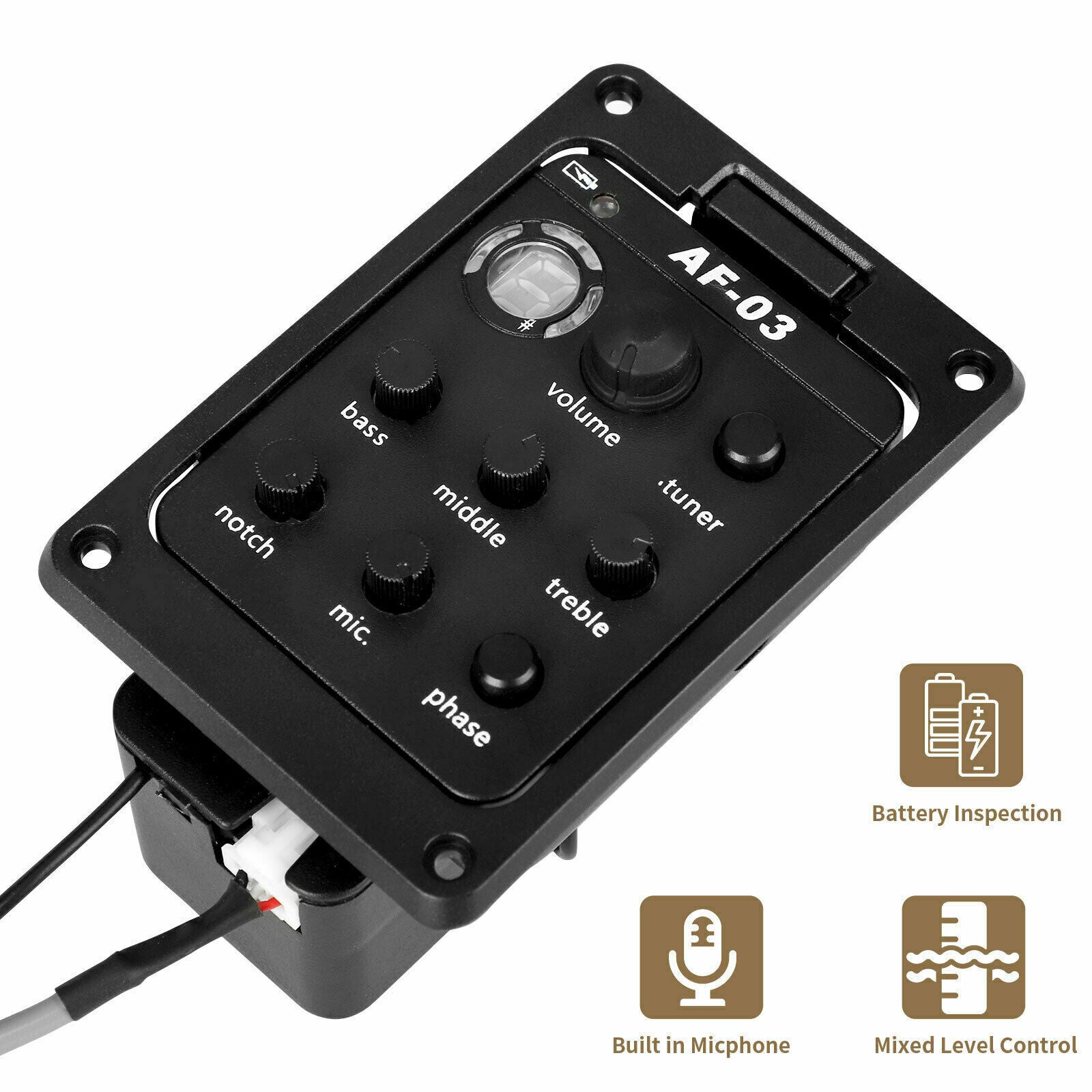 4-Band Equalizer System Acoustic Guitar EQ Tuner Preamp Pickup w/Mic LED Display
