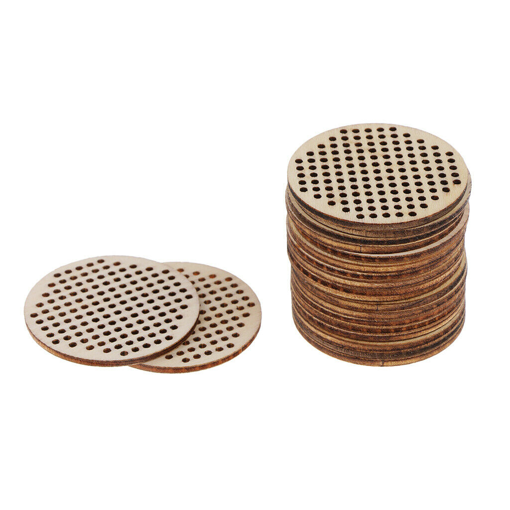 40 Wood Charm Pendant Natural Oval Round Heart Wooden Shape DIY Cross Stitch
