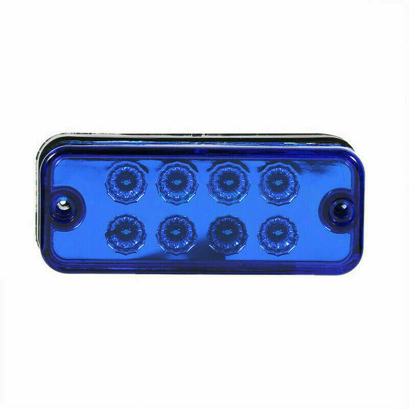 4x Blue 4 Inch 8 LED Rectangle Truck Semi Trailer Side Marker Clearance Light