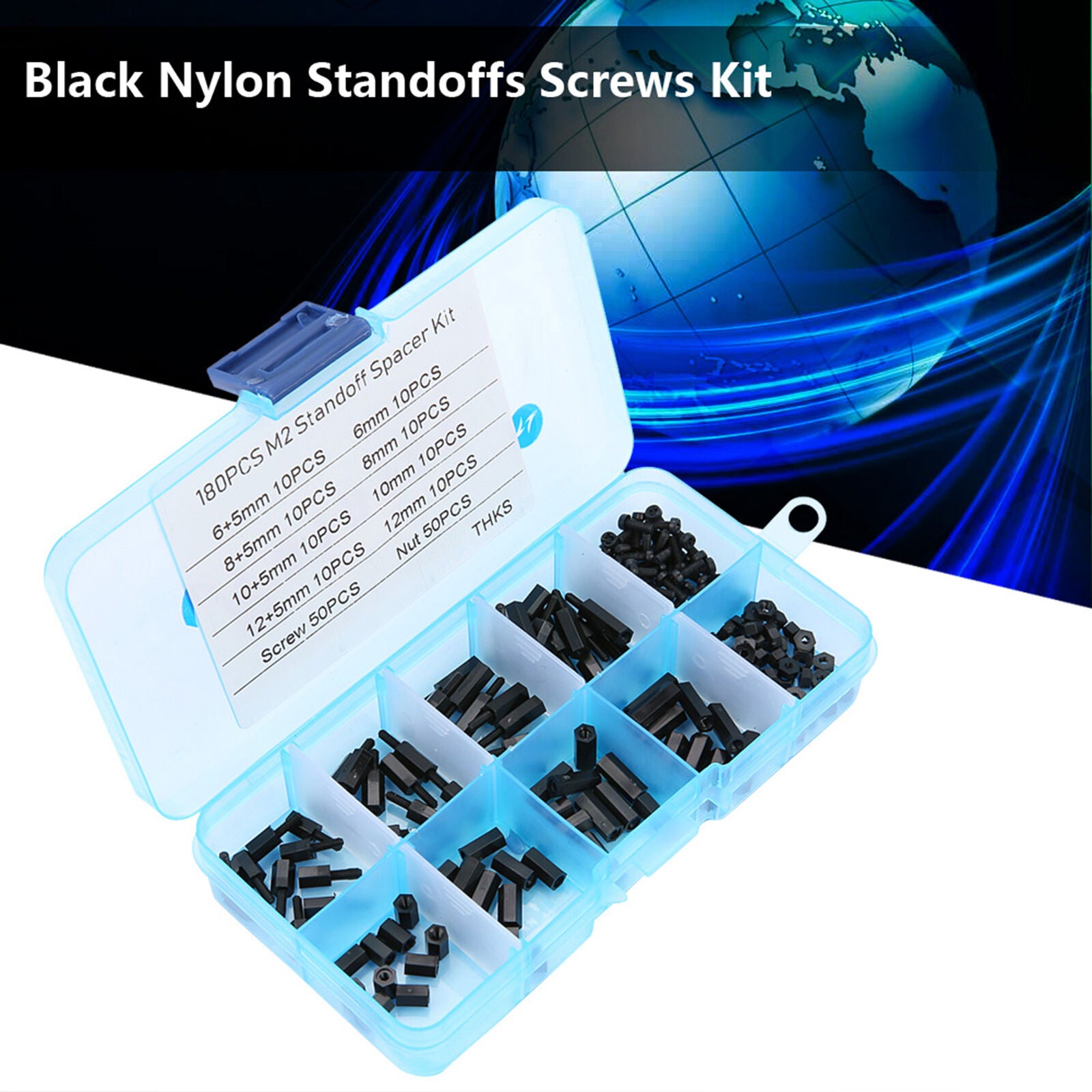 M2 Single-Way Plastic Hexagonal Column Nylon Washer Screw Nut Kit 180 Pcs/set