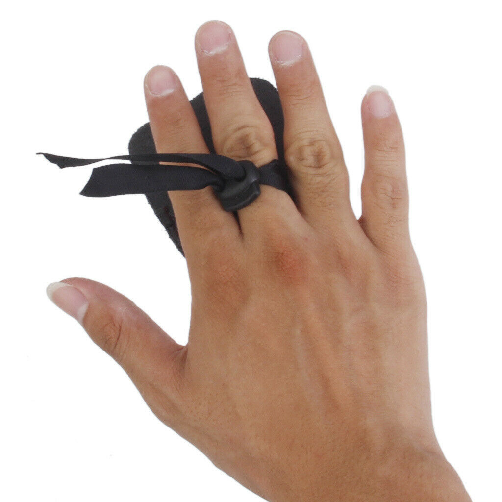 Magideal Cow Leather Protection Finger Tab Shooting Archery Glove Black