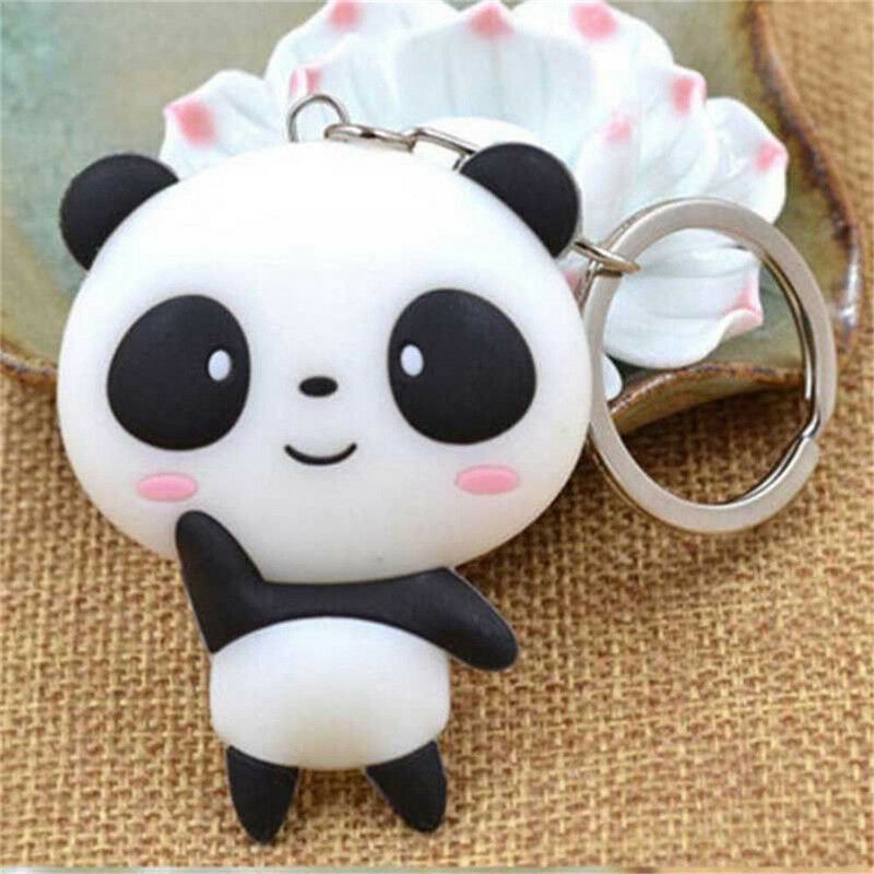 1x Key Ring Keychain Silicone Cartoon Panda Cute Pendant Bag Car Chain Keyring