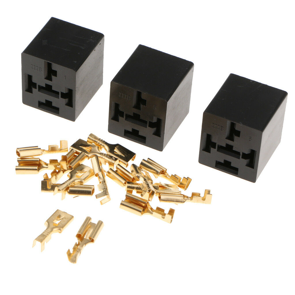 3x 40A 5 Pin Car Automotive Relay Base Socket Holder Connector and Ter