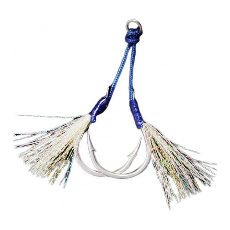 Assist Hooks Jigs Stainless Steel with Double Hooks Solid Rings Anti-bite