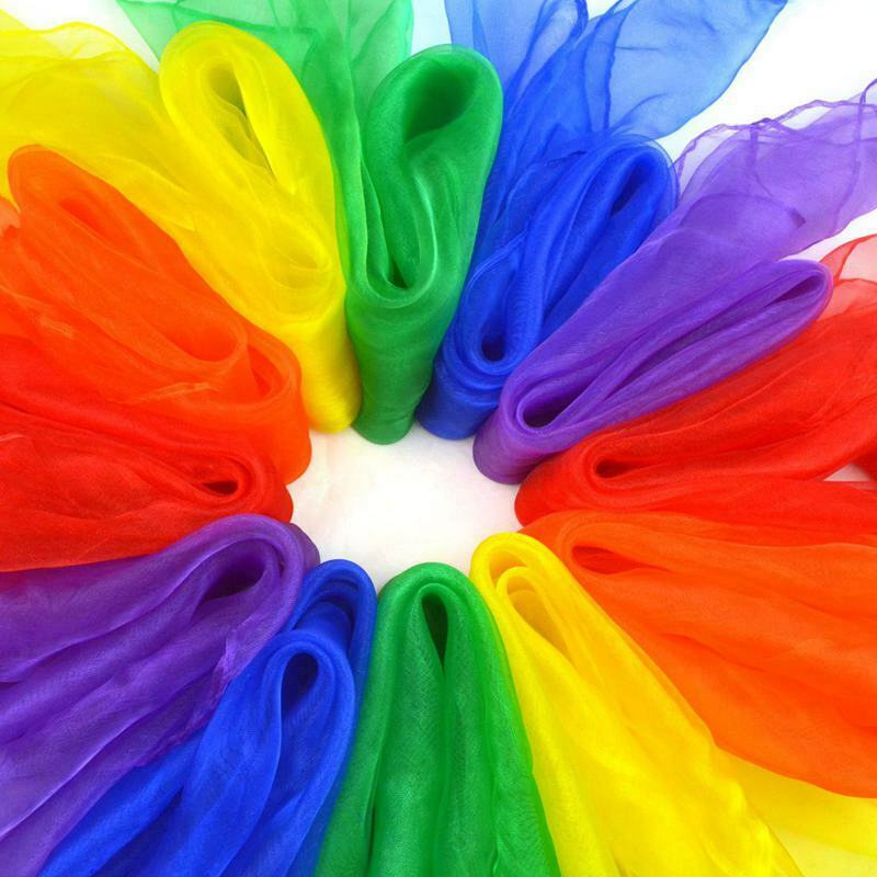 12Pcs Square Juggling Silk Dance Scarves  Tricks Performance Props AccessoriesF9