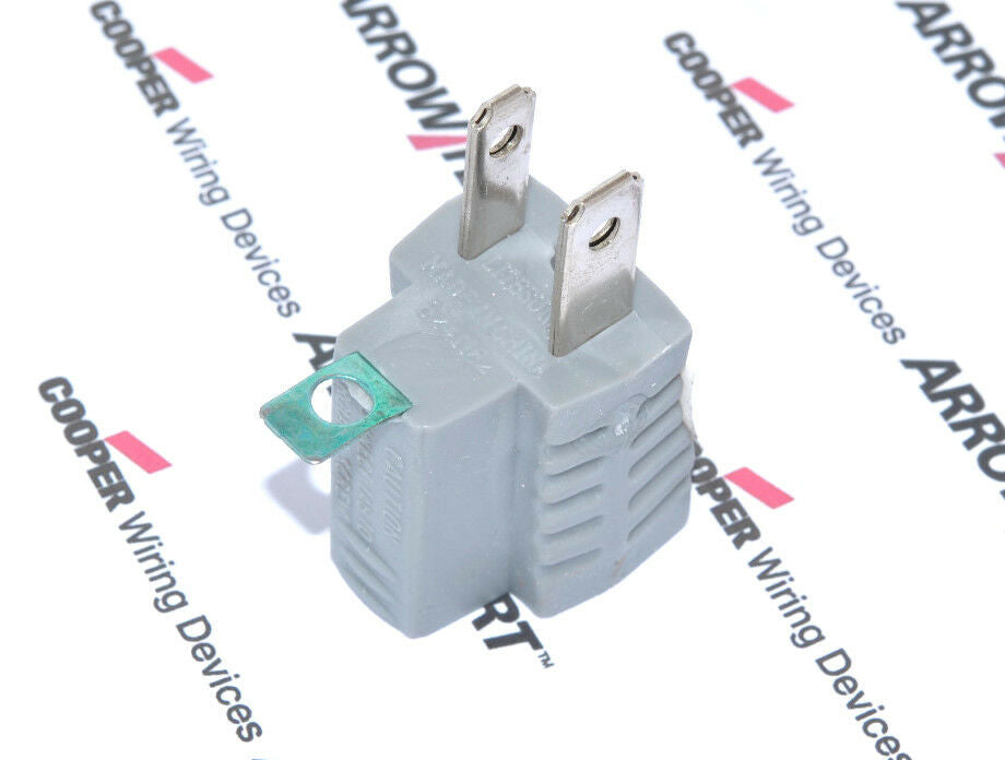 2pcs - COOPER 419GY 15A 125V Grounding Adapter with Grounding Lug Outlet Tap