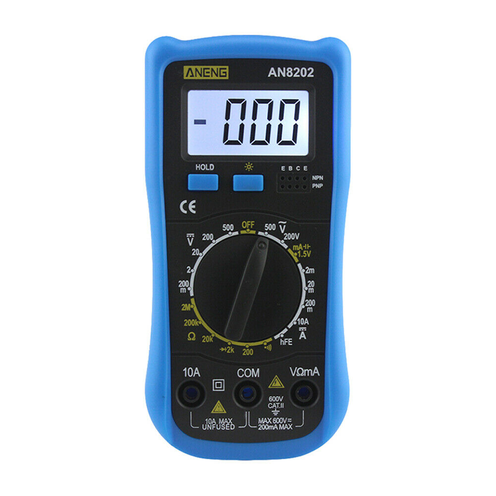AN8202 Digital LCD Multimeter Backlight AC/DC Ohm Voltage Ammeter Tester @