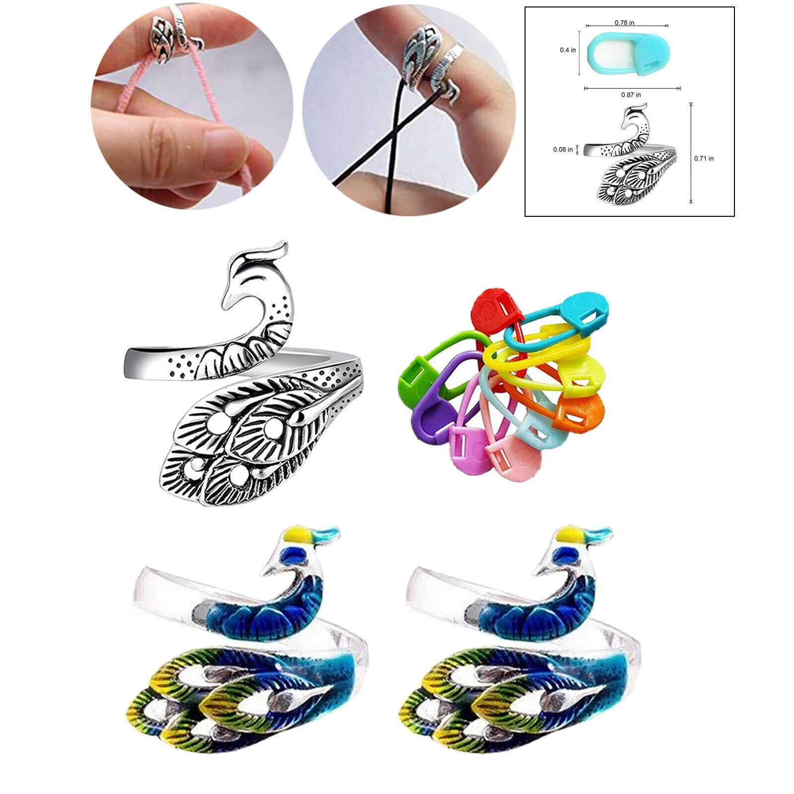 Set of 3 Crochet Ring Kit Adjustable Braided Ring Knitting for Mom Women