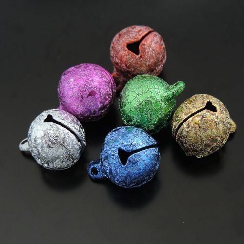 Random 15 pcs Mixed Colors Brass Jingle Bells Craft Pendants Charms 16x11x11mm