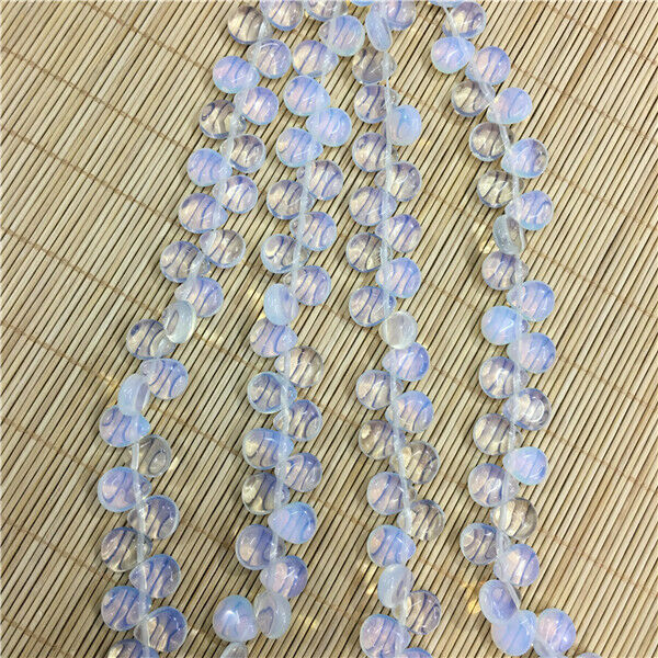 1 Strand/33Pcs 12x10x5mm White Opal Teardrop DIY Spacer Loose Beads HH471